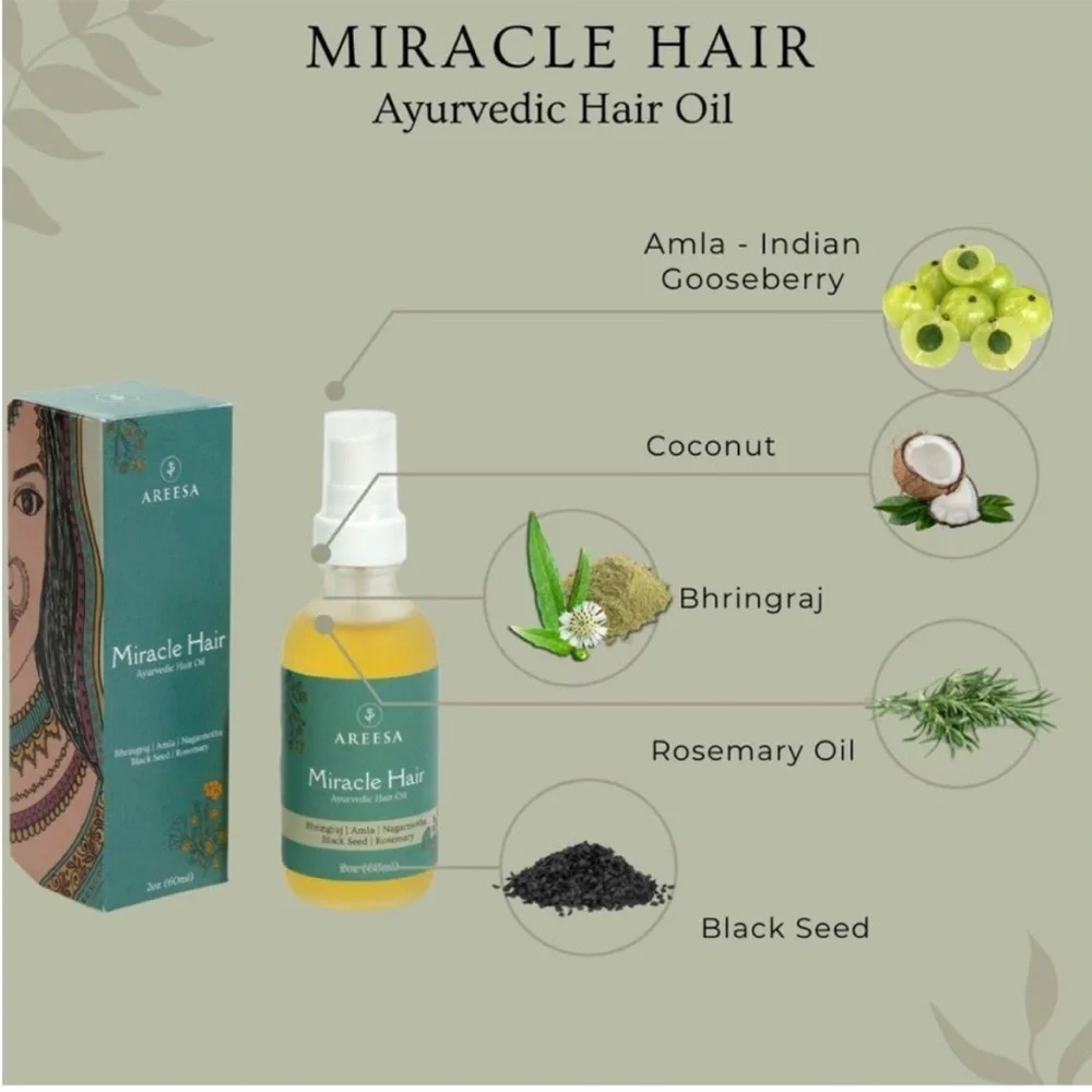 Areesa Miracle Hair Ayurvedic Hair Oil For Frizzy Damaged Hair